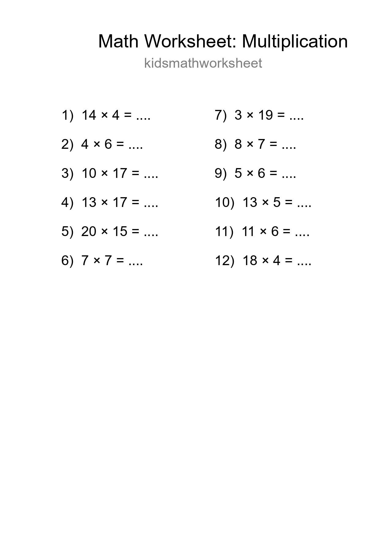 Free 12 Multiplication Math Worksheet For Grade 2 With Answers - Part 216