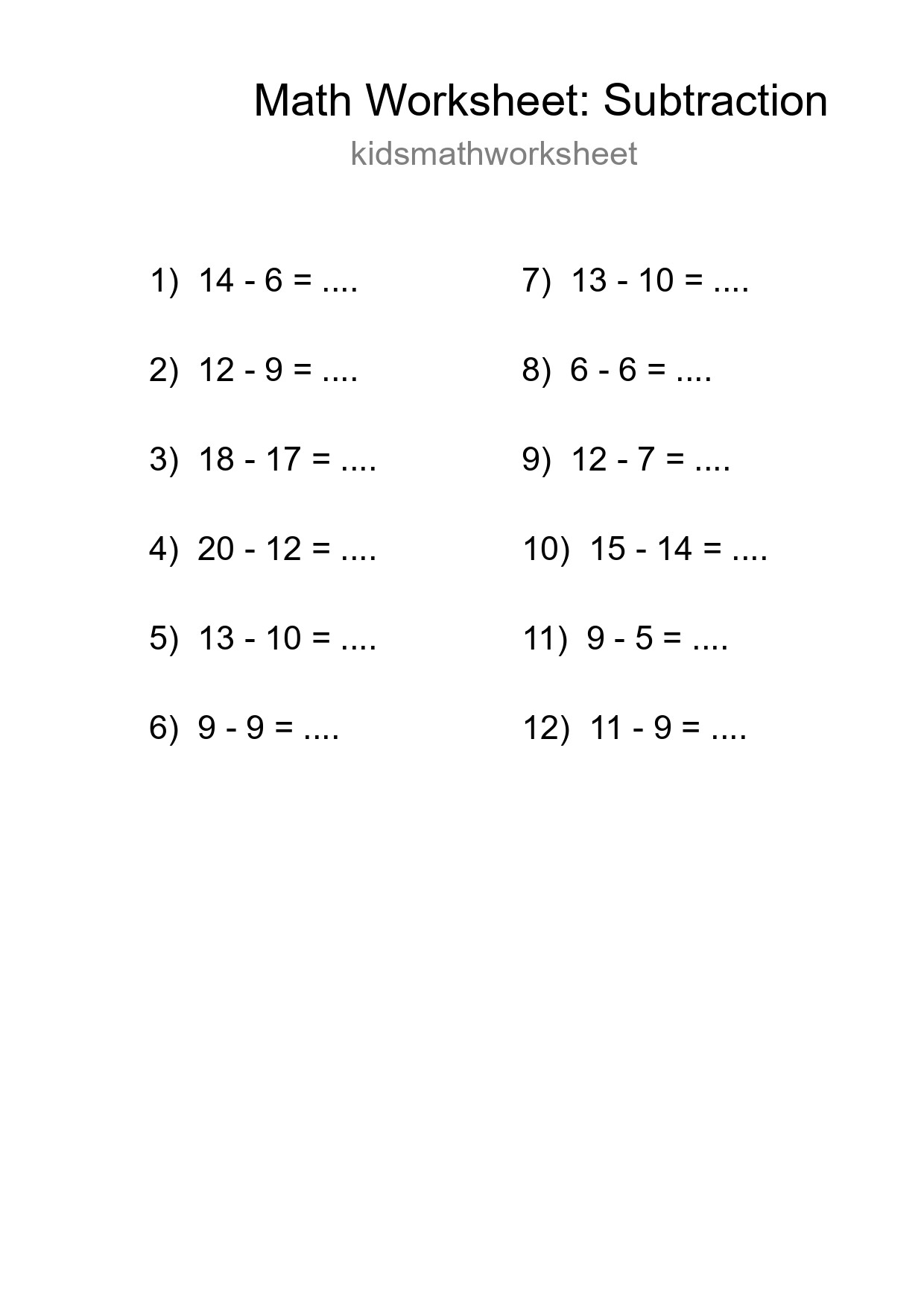 Free 12 Subtraction Math Worksheet For Grade 2 With Answers - Part 107