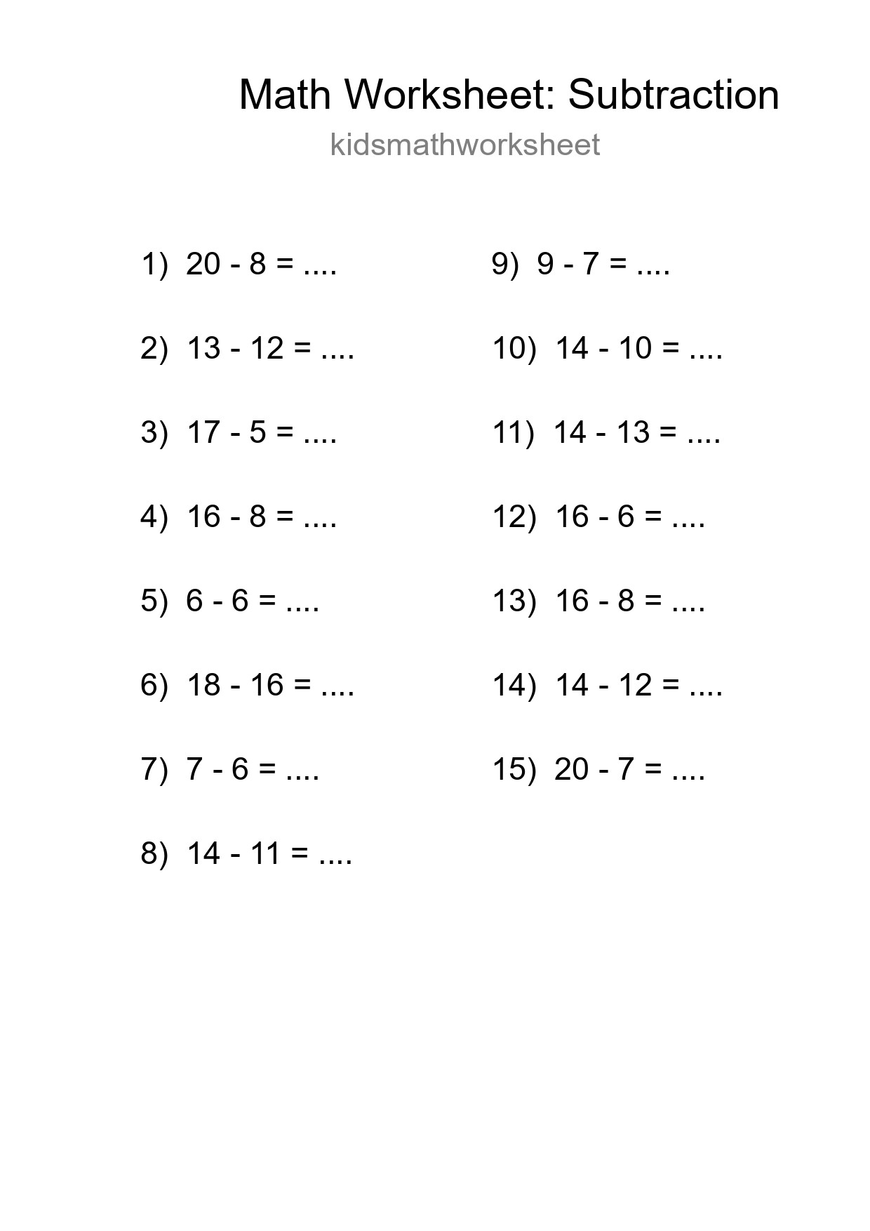 Free 15 Subtraction Math Worksheet For Grade 2 - Part 173