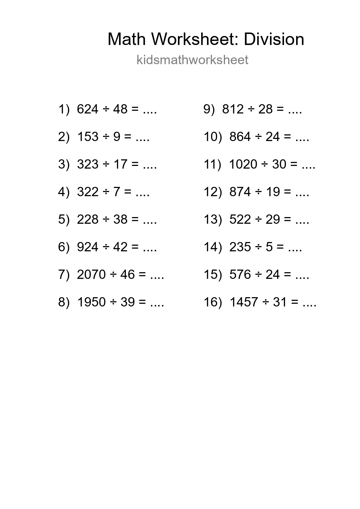 Free 16 Division Math Worksheet For Grade 2 With Answers - Part 15