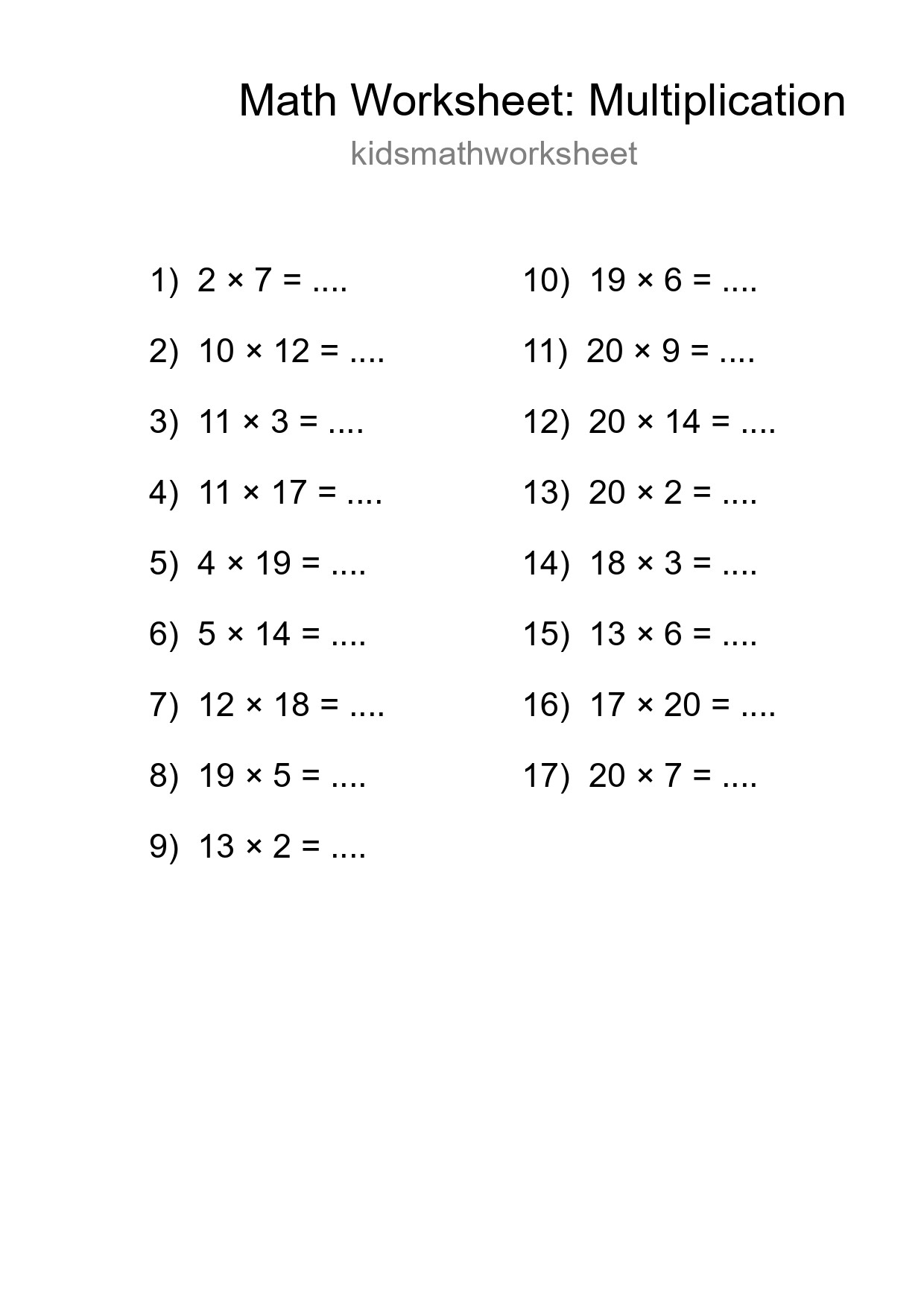 Free 17 Multiplication Math Worksheet For Grade 2 - Part 95