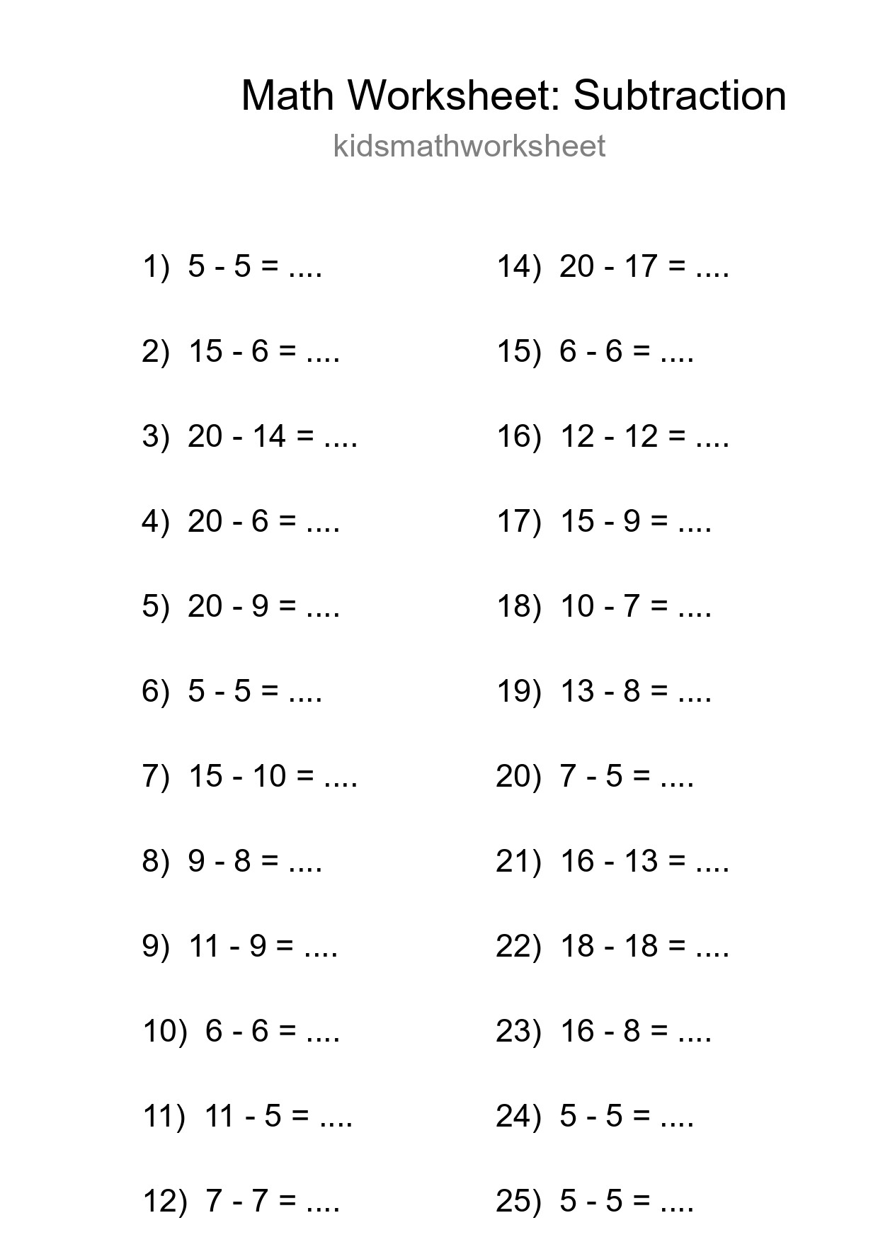 Free 25 Subtraction Math Worksheet For Grade 2 With Answers - Part 52