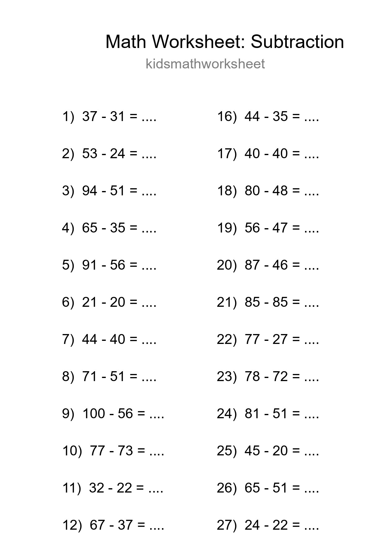 Free 29 Subtraction Math Worksheet For Grade 3 - Part 140