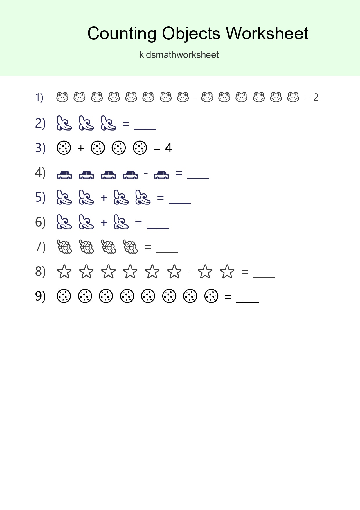 Free Counting Objects Worksheet For Kindergarten - Part 212