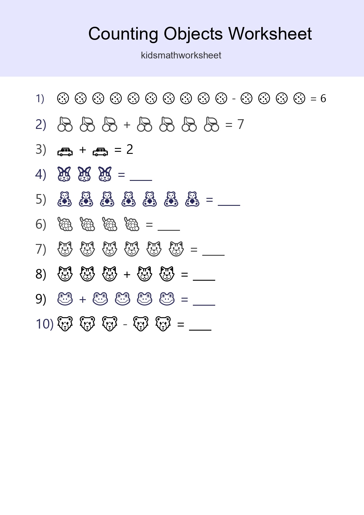 Free Counting Objects Worksheet For Kindergarten - Part 278