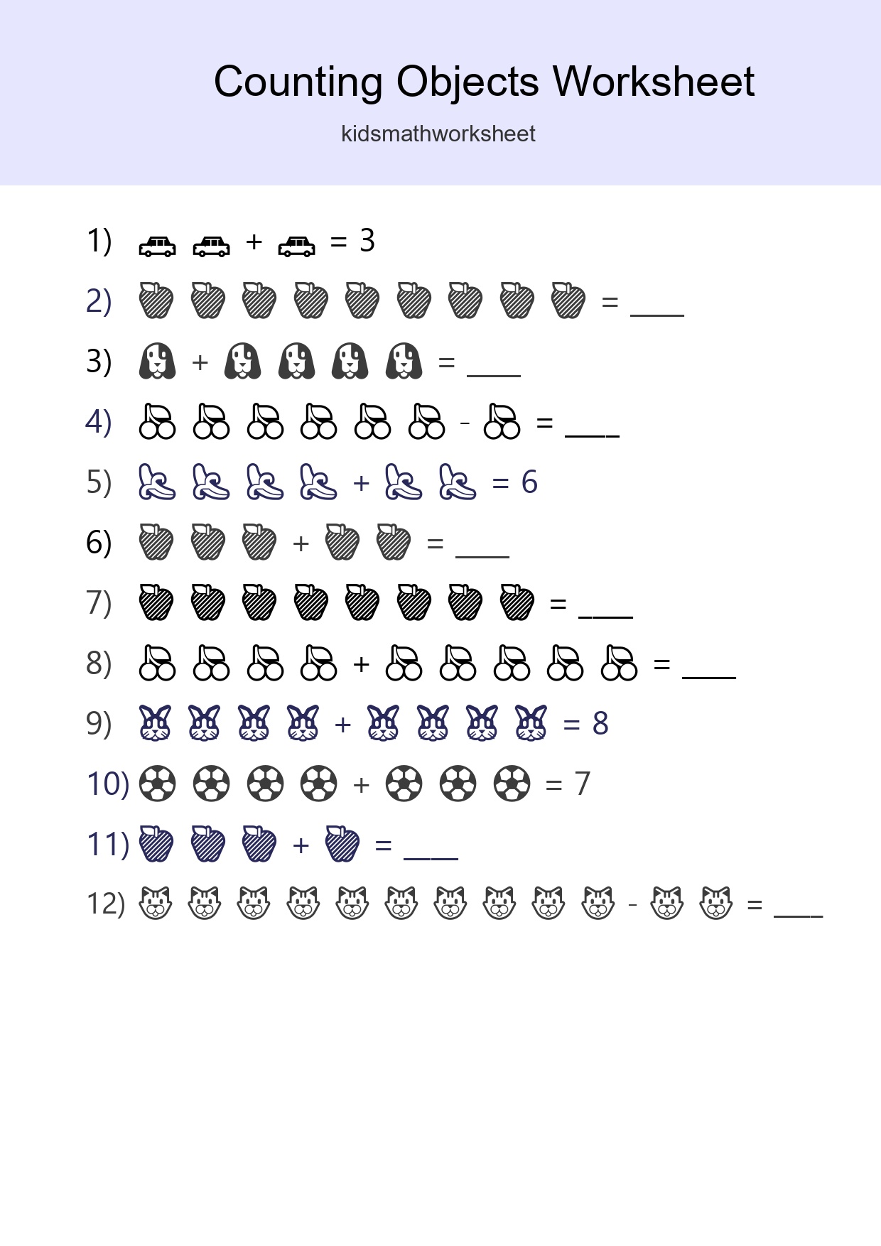 Free Counting Objects Worksheet For Kindergarten Printable - Part 146
