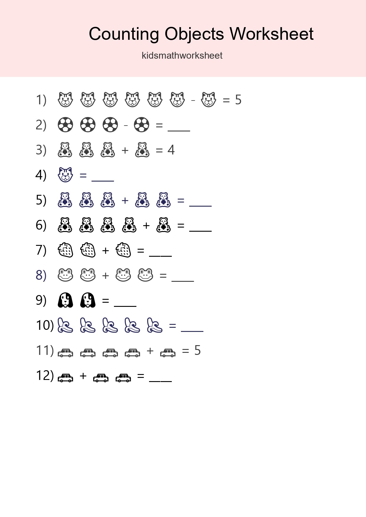 Free Counting Objects Worksheet For Kindergarten Printable - Part 179