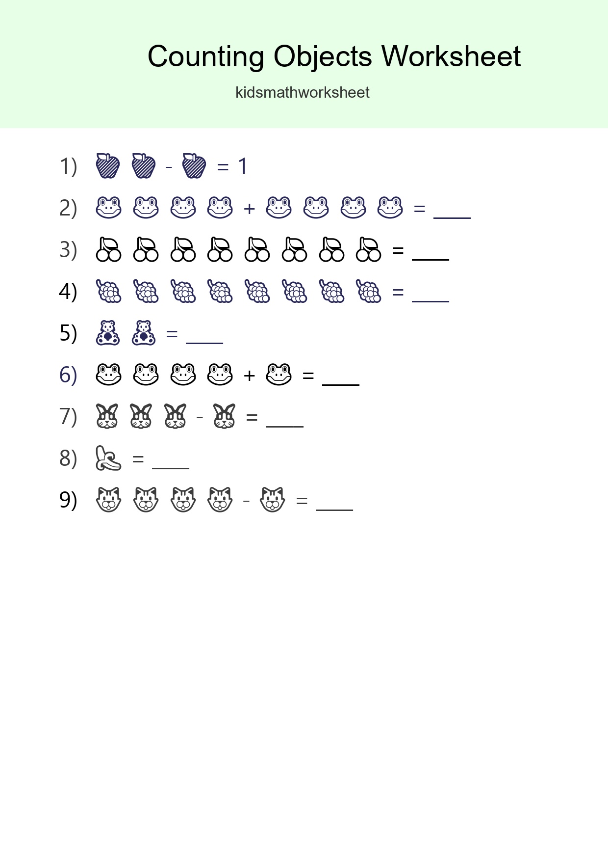 Free Counting Objects Worksheet For Kindergarten Printable - Part 223