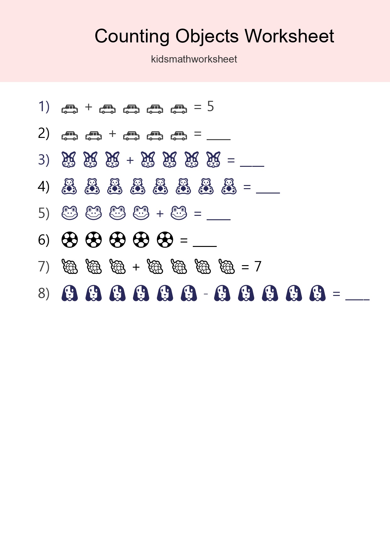Free Counting Objects Worksheet For Kindergarten Printable - Part 245
