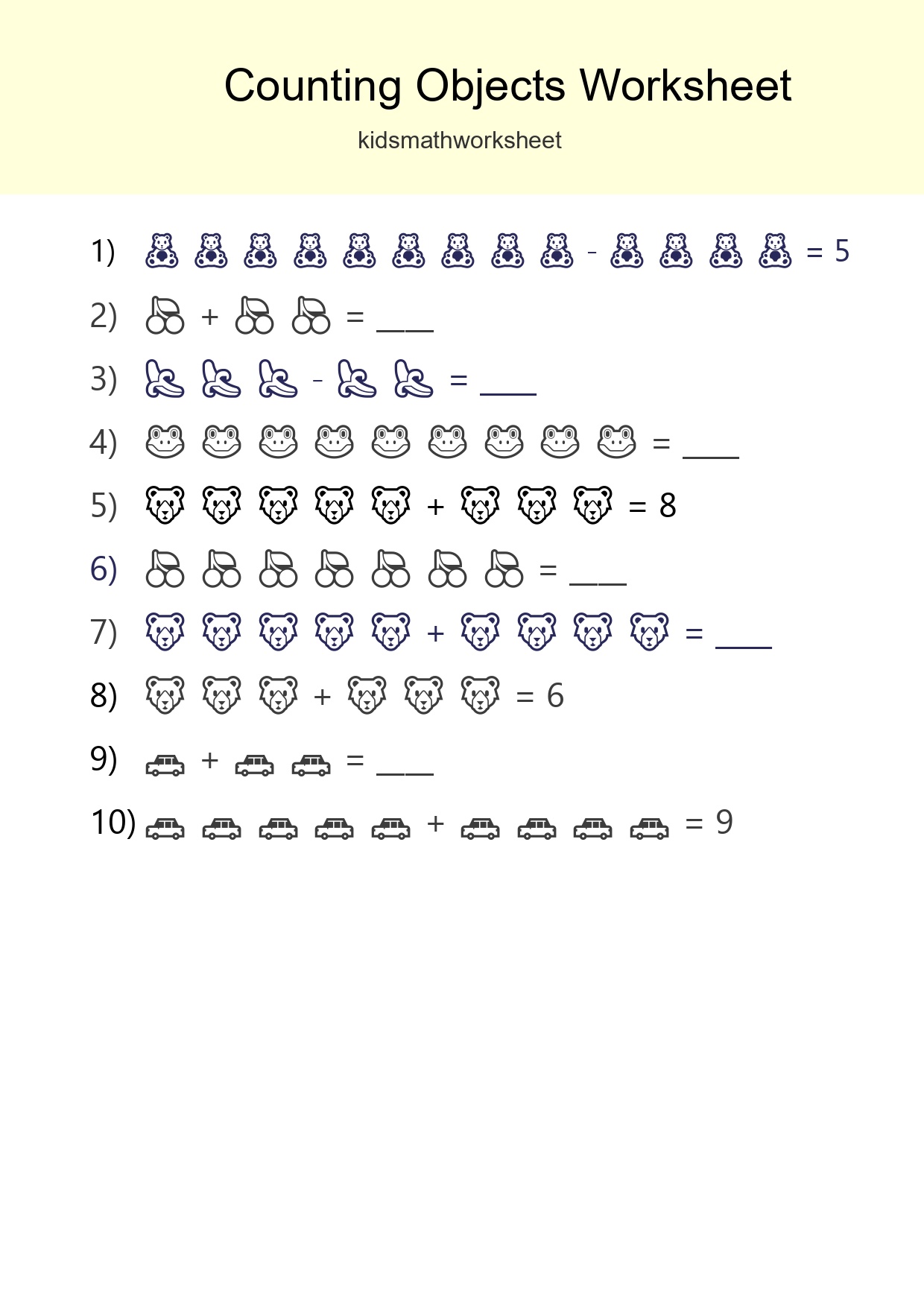 Kindergarten Count The Objects Worksheet - Part 102