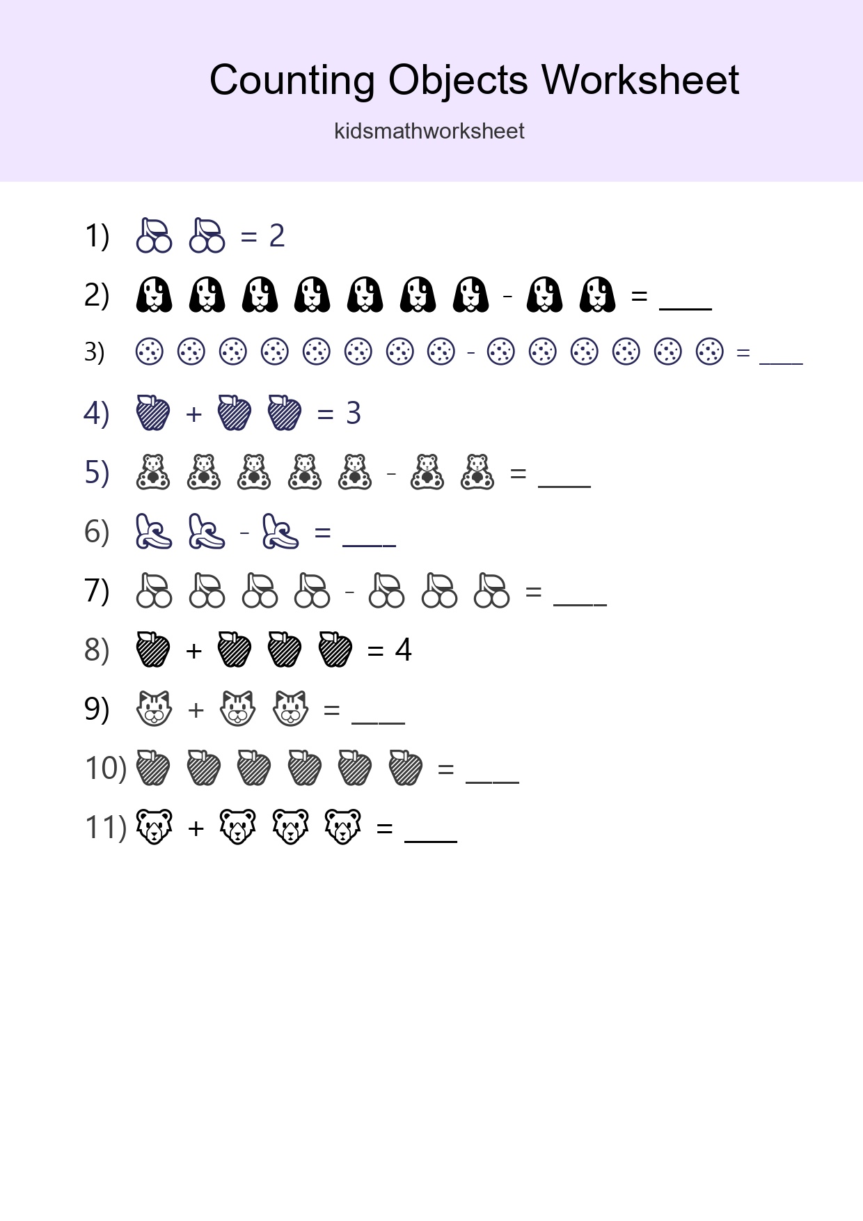 Kindergarten Count The Objects Worksheet - Part 267