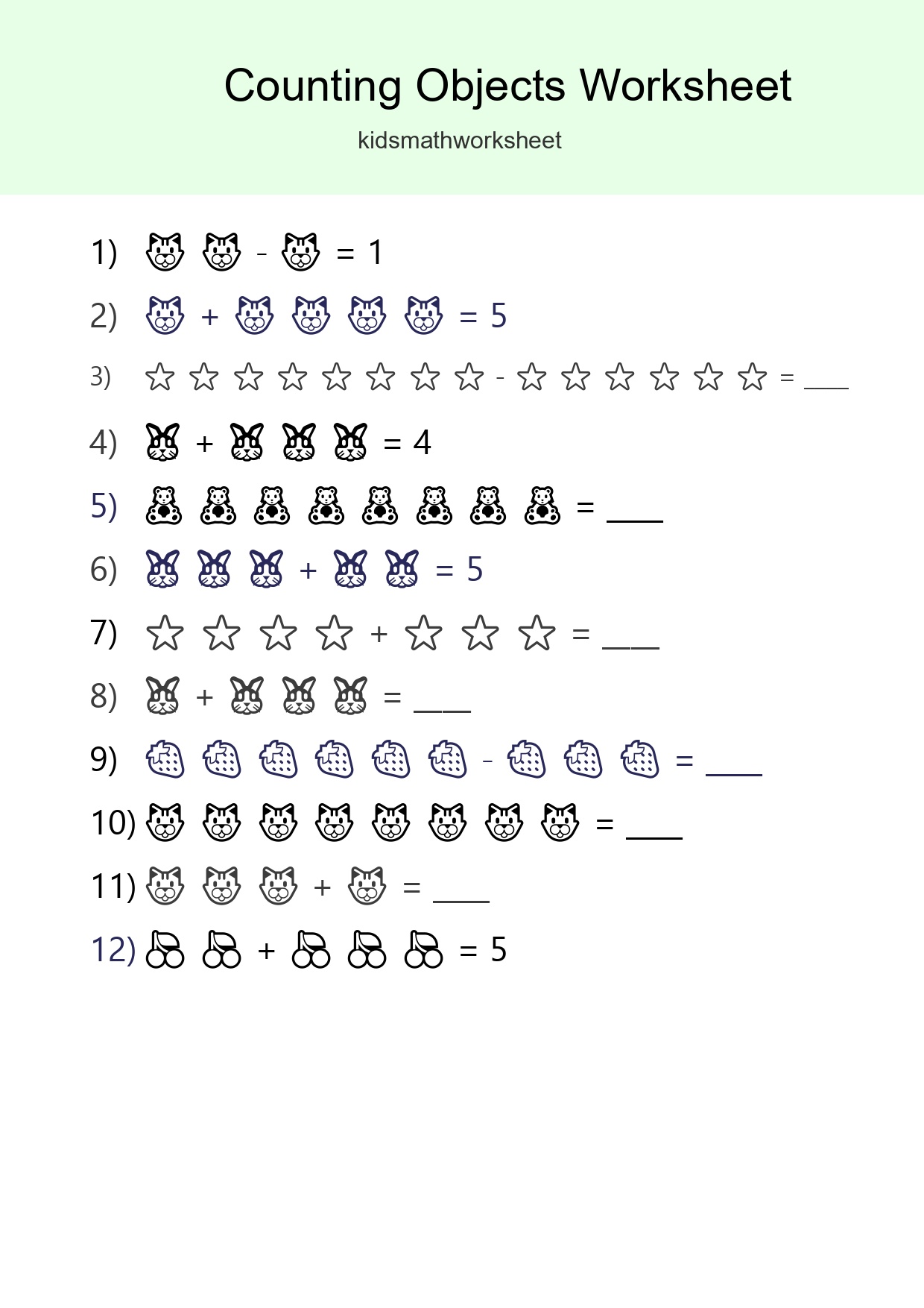 Learn Counting With Pictures Worksheet (Kindergarten) - Part 124