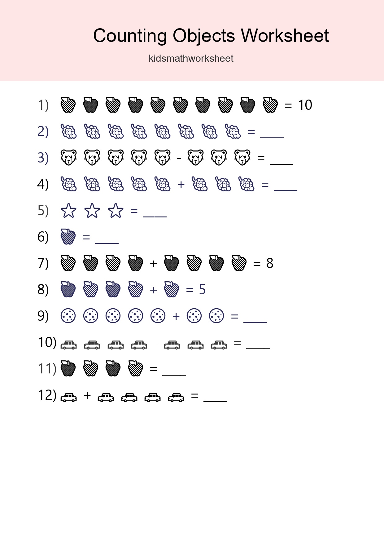 Learn Counting With Pictures Worksheet (Kindergarten) - Part 135