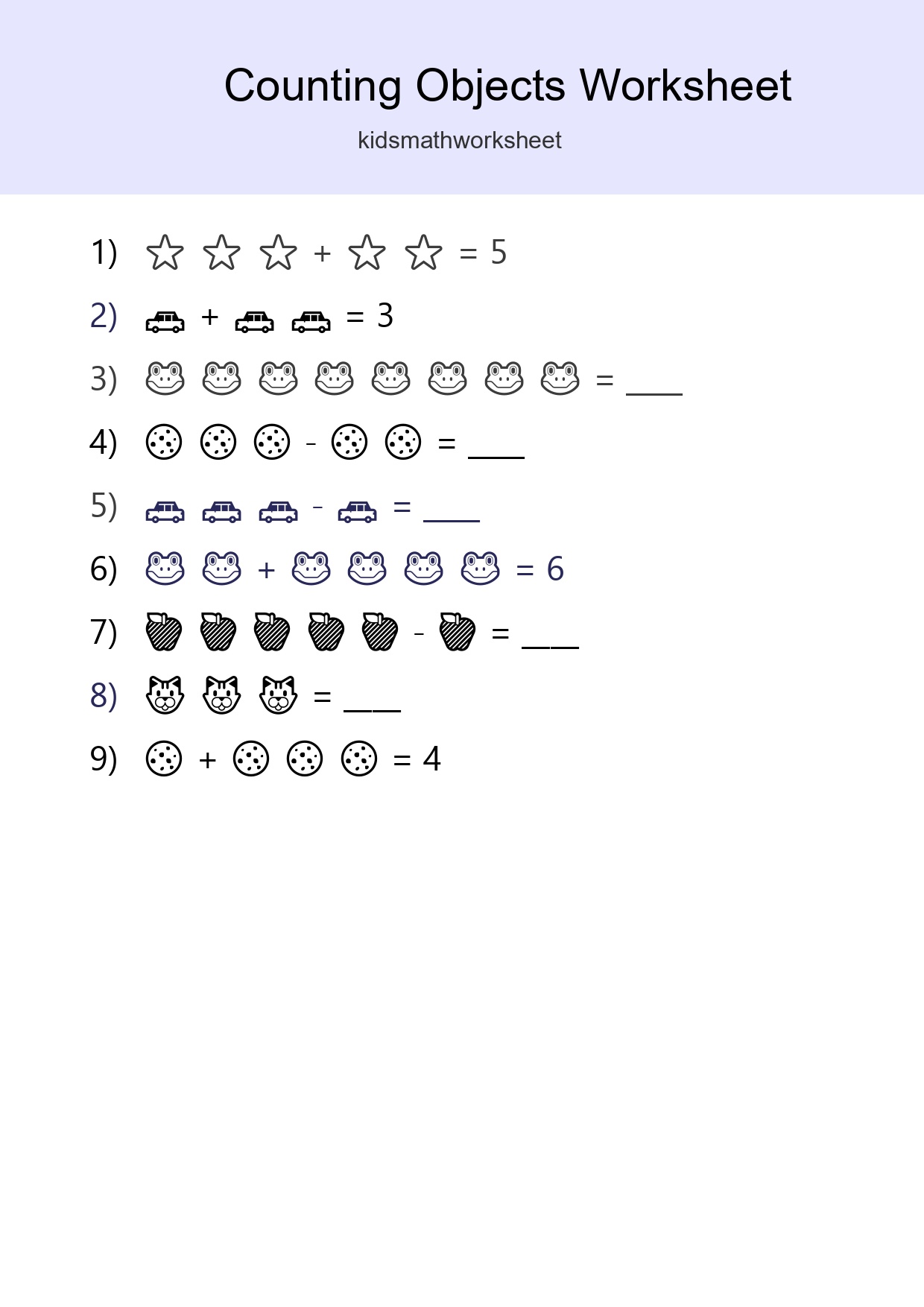 Learn Counting With Pictures Worksheet (Kindergarten) - Part 14