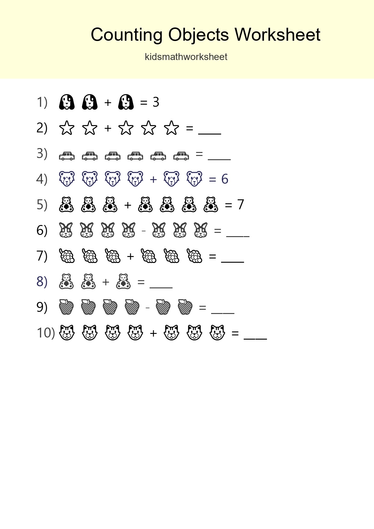Learn Counting With Pictures Worksheet (Kindergarten) - Part 190