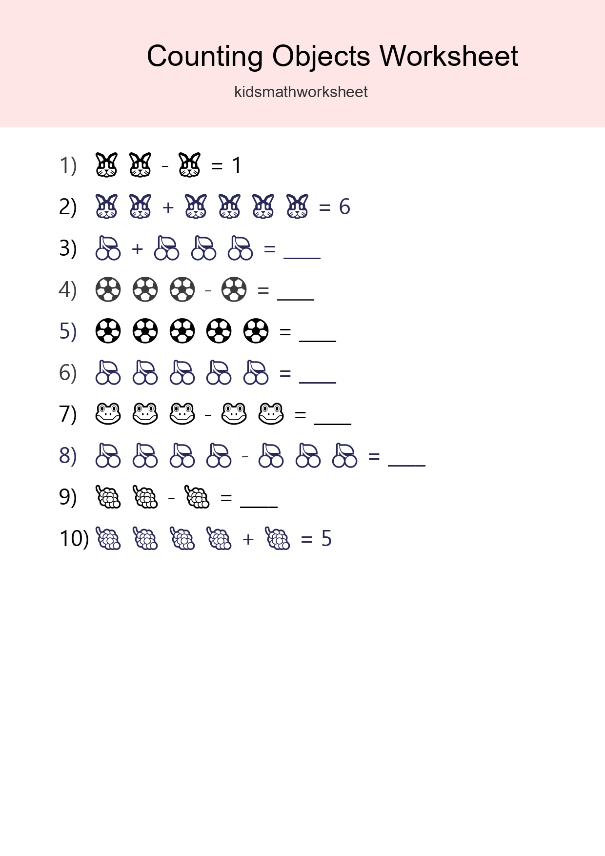 Learn Counting With Pictures Worksheet (Kindergarten) - Part 36