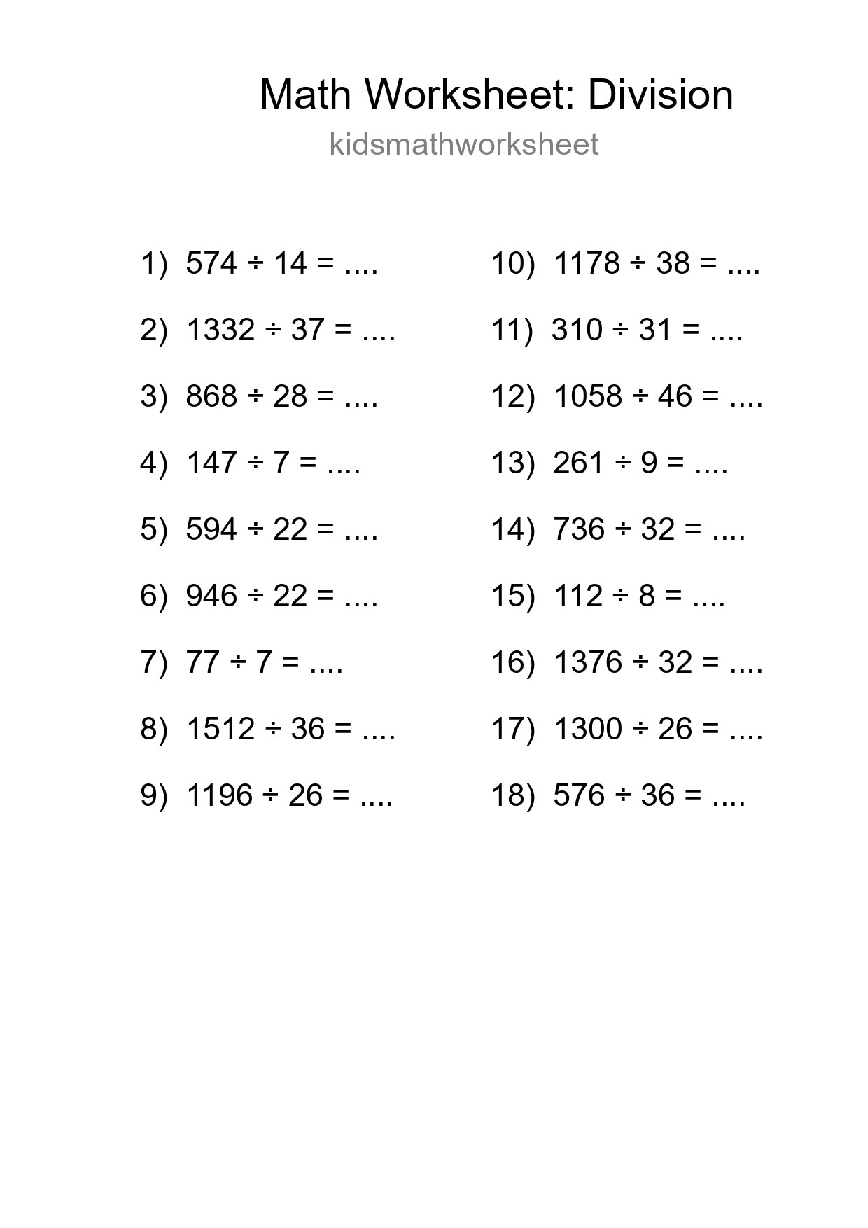 Printable Free 18 Division Math Worksheet For Grade 2 - Part 59